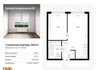 Продается 1-комнатная квартира, 32.6 м2, Москва, Тимирязевский район, жилой комплекс Большая Академическая 85, к3.3
