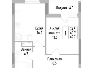 1-ком. квартира на продажу, 42.7 м2, Липецкая область, улица Тельмана, 120