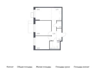 2-комнатная квартира на продажу, 55.6 м2, деревня Мисайлово