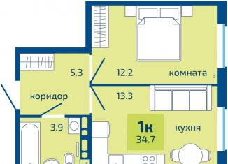 Продажа однокомнатной квартиры, 34.7 м2, Пермь, Мотовилихинский район
