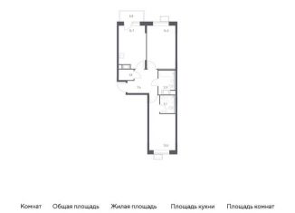 Двухкомнатная квартира на продажу, 56.7 м2, деревня Середнево, жилой комплекс Цветочные Поляны Экопарк, к3