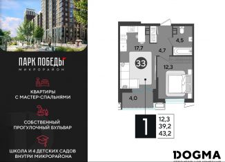 Однокомнатная квартира на продажу, 43.2 м2, Краснодар, Прикубанский округ
