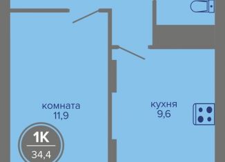 1-комнатная квартира на продажу, 34.4 м2, Пермь, Индустриальный район, шоссе Космонавтов, 309А