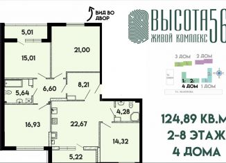 Продается четырехкомнатная квартира, 124.9 м2, Калининград, Солдатская улица, 9к4, ЖК Высота 56