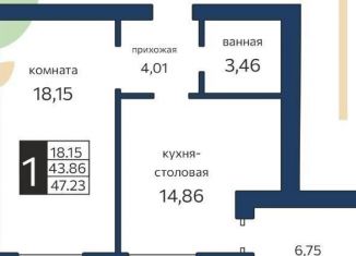 Однокомнатная квартира на продажу, 47 м2, Ростовская область, Беломорский переулок, 16с2