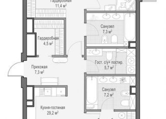 Продам трехкомнатную квартиру, 127 м2, Москва, Пресненский район, Электрический переулок, 1с14