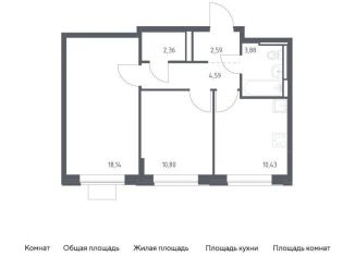 2-комнатная квартира на продажу, 52.8 м2, Московская область, жилой комплекс Прибрежный Парк, 10.1