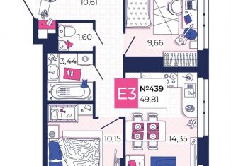 2-комнатная квартира на продажу, 49.8 м2, Тульская область
