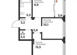 2-комнатная квартира на продажу, 49.8 м2, Челябинск