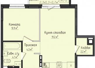 Продается 1-комнатная квартира, 40.9 м2, село Первомайский, жилой комплекс Город Оружейников, 20, ЖК Город Оружейников