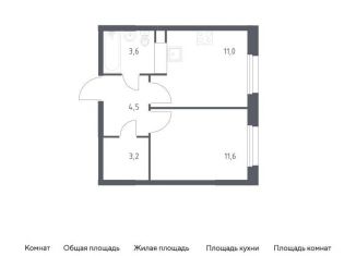 Продается однокомнатная квартира, 33.9 м2, Москва, жилой комплекс Эко Бунино, 14.2