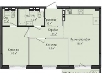 Продается 2-ком. квартира, 54.5 м2, село Первомайский, жилой комплекс Город Оружейников, 22, ЖК Город Оружейников