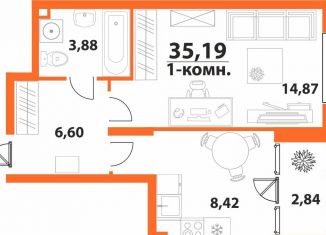 Однокомнатная квартира на продажу, 35.2 м2, Ульяновск, ЖК Аквамарин-2, 1, Засвияжский район