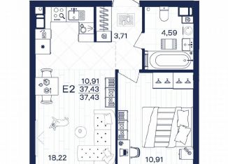 Продается 1-ком. квартира, 37.4 м2, Тула, Привокзальный территориальный округ