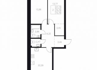 Продажа двухкомнатной квартиры, 72.7 м2, Казань, Адмиралтейская улица, 2, Кировский район