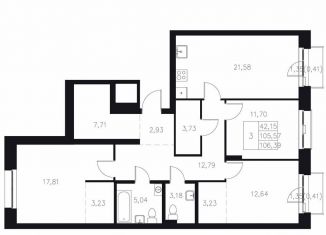 Продается 3-ком. квартира, 106.4 м2, Казань, Адмиралтейская улица, 2, Кировский район