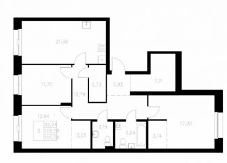 Продам 3-комнатную квартиру, 105.6 м2, Казань, Адмиралтейская улица, 2, Кировский район