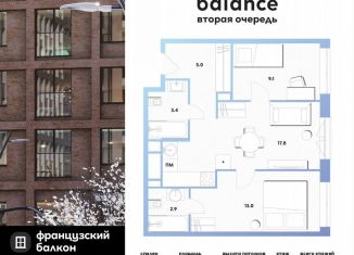 Продается двухкомнатная квартира, 51.2 м2, Москва, ЮВАО