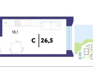 Продается квартира студия, 26.5 м2, Тюмень, улица Судостроителей, 56