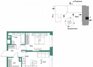 2-ком. квартира на продажу, 41.3 м2, Тюмень