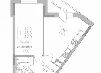 Продам 1-ком. квартиру, 47 м2, Липецкая область, улица Тельмана, 120