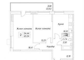 Продается 2-ком. квартира, 55.1 м2, Дмитров, Спасская улица, 24