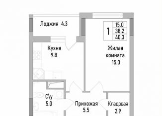 Продам 1-ком. квартиру, 40.3 м2, Липецк, улица Тельмана, 120