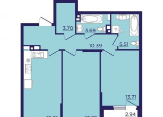Продаю двухкомнатную квартиру, 74.6 м2, Воронеж