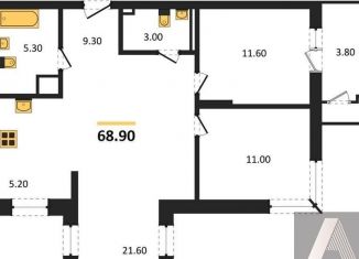 Продам 2-комнатную квартиру, 68.9 м2, Новосибирск, Дзержинский район, улица Фрунзе, 236