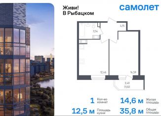 Продажа однокомнатной квартиры, 35.8 м2, Санкт-Петербург, жилой комплекс Живи в Рыбацком, 5, метро Рыбацкое