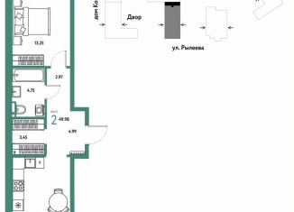 Продается 2-ком. квартира, 50 м2, Тюменская область, Краснооктябрьская улица, 10к1