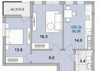 Продается двухкомнатная квартира, 58.3 м2, Зеленоградск, улица Гагарина, 87