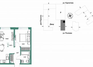 Продам двухкомнатную квартиру, 38.7 м2, Тюмень, Краснооктябрьская улица, 10к1, Калининский округ