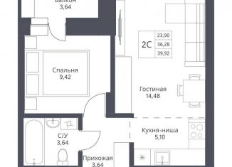 Продажа 2-ком. квартиры, 36.3 м2, Новосибирск, улица Дуси Ковальчук, 246