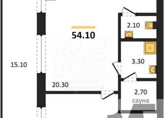 Продается однокомнатная квартира, 54.1 м2, Калининград