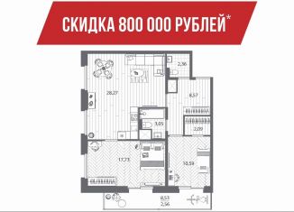 2-ком. квартира на продажу, 72.7 м2, Санкт-Петербург, Приморский район, набережная реки Каменки, 13к1