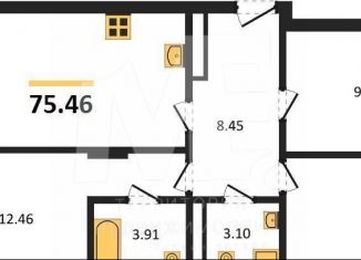 3-комнатная квартира на продажу, 75.5 м2, Калининград, Центральный район, улица Ломоносова, 52