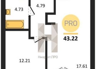 Продам однокомнатную квартиру, 43.2 м2, Гурьевск