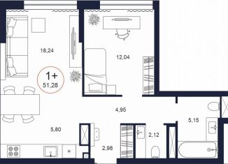 Продаю 1-ком. квартиру, 51.3 м2, Тюмень, Ленинский округ