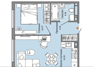 Продам 1-ком. квартиру, 37 м2, Ульяновск, жилой комплекс Город Новаторов, 1