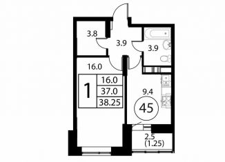 Продам 1-комнатную квартиру, 38.3 м2, Домодедово