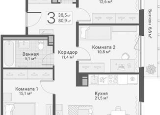 Продаю 3-комнатную квартиру, 83.8 м2, Санкт-Петербург, улица Руднева, 15, метро Проспект Просвещения