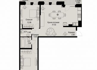 Продается 2-ком. квартира, 76 м2, Санкт-Петербург, метро Чкаловская