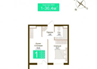 Продаю 1-комнатную квартиру, 36.4 м2, посёлок городского типа Молодёжное