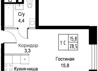 Продаю квартиру студию, 28.5 м2, Москва, ЮЗАО, улица Намёткина, 10Д