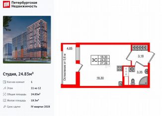 Продам квартиру студию, 24.8 м2, Ленинградская область