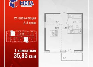 Продам 1-комнатную квартиру, 35.8 м2, Иркутская область