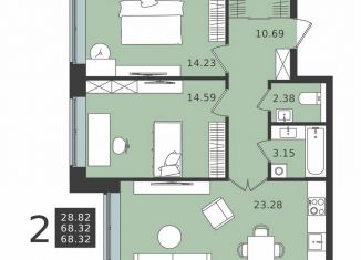 Продажа 2-ком. квартиры, 68.3 м2, Химки