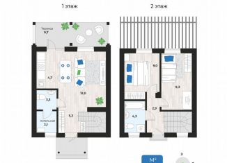 Продаю 1-ком. квартиру, 56.8 м2, посёлок Октябрьский, КП Грин Парк Заречный, 18