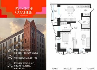 Продам 2-комнатную квартиру, 52.3 м2, Новосибирская область, жилой комплекс Русское солнце, 5